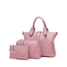 PU Leather Metal Chains Handbag - Pink