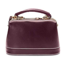 Colour Block Zip PU Leather Tote Bag - Burgundy