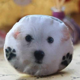 3D Dog Print Coin Purse - White