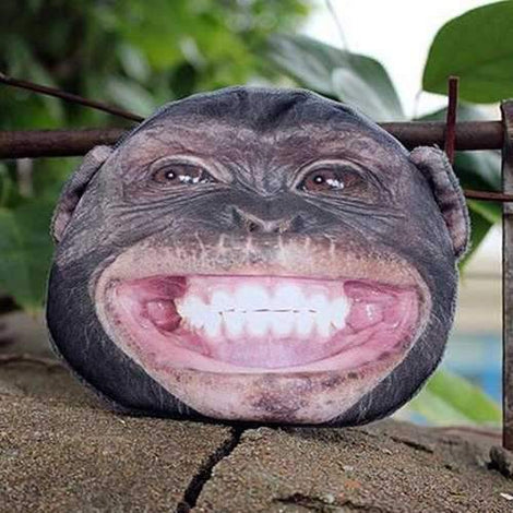 3D Monkey Painted Coin Purse - Black
