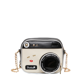 Chains Camera Shaped Cross Body Bag - White And Black
