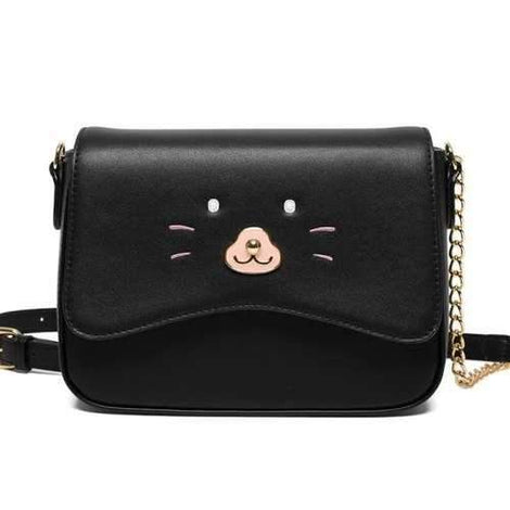 Cartoon Chain Flap Crossbody Bag - Black
