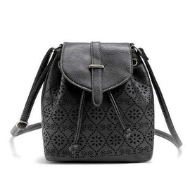 Hollow Out Solid Color Draw Crossbody Bag - Black 1pc