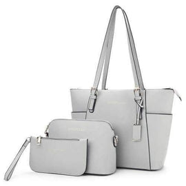 3 Pieces Letter Handbag Set - Gray