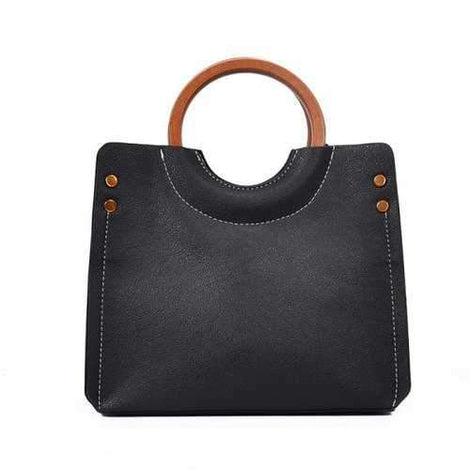 Women's Small Square Fashion Ring Handbag with A Single Shoulder Bag - Black