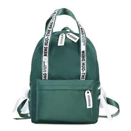 Letter Print Bowknot Ribbon Backpack - Green