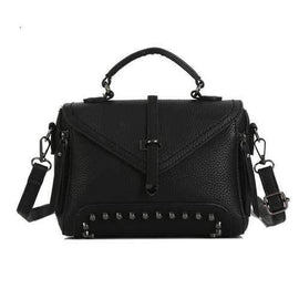 Rivets Single Arrow Messenger Bag New Lychee Pattern Diagonal Package - Black