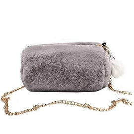 New Plush Wild Messenger Shoulder Bag Fluffy Handbags - Gray