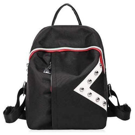 Studs Color Block Nylon Backpack - Black