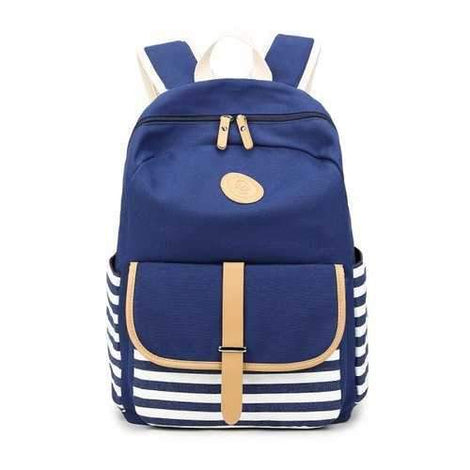 Korean Style Fashion Canvas Backpack Casual Travel Bag - Blue