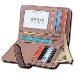 Women Wallets Genuine Leather Clutch Cowhide Fashion Female Purse - Gray Pink
