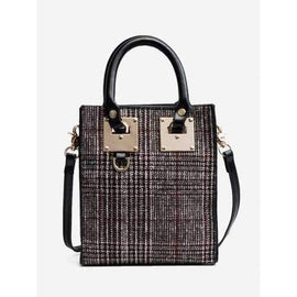 Plaid Metal Handbag - Red