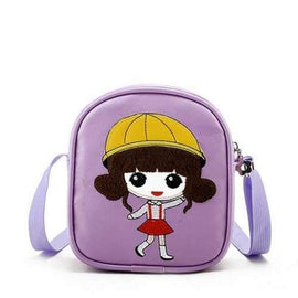 Girl's Crossbody  Cartoon Zip Closure Cute Kids Bag - Purple