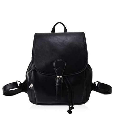 The Korean version of the simple PU bucket bag travel lady Backpack - Black