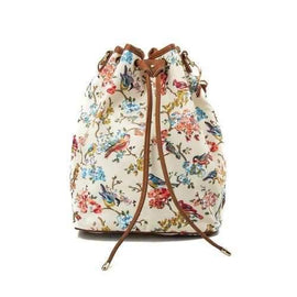 Drawstring Backpack For Women Waterproof Drawstring Sports Bag (White & flower) - White