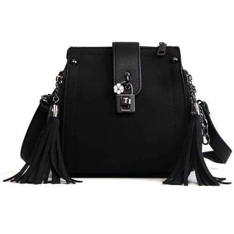 Wild Joker Messenger Bag Multi-Functional Wild Tassel Single Shoulder Bag - Black
