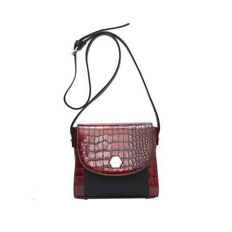 Crocodile Pattern Lock Small Bag Female Wild Hand Shoulder Messenger Bag - Red
