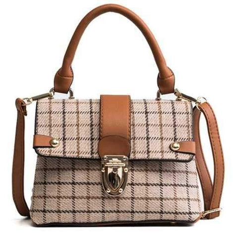 New Lattice Handbag Shoulder Messenger Bag - Khaki