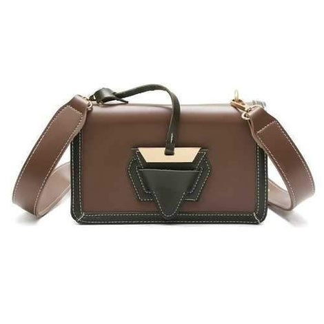 Hit Color Female Buckle Female Messenger Shoulder Bag - Coffee Color