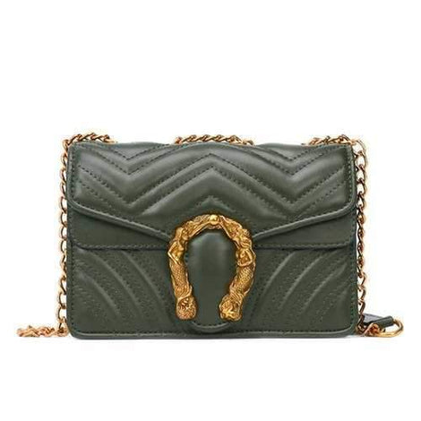 Female Messenger Chain Retro Wild Shoulder Small Square Package - Green