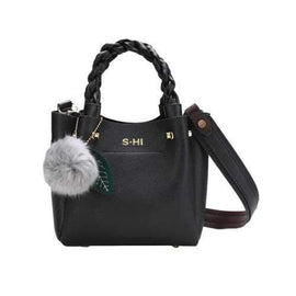 Ladies Brief Fashion Girls Handbag Shoulder Bag Wide Shoulder Messenger Messenger Bag - Black