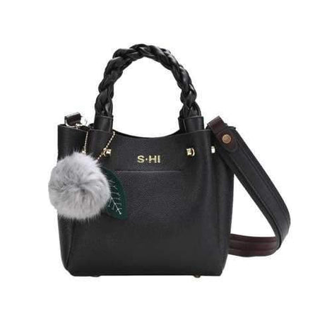 Ladies Brief Fashion Girls Handbag Shoulder Bag Wide Shoulder Messenger Messenger Bag - Black