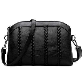 2017 New Autumn and Winter Double Large Capacity Single Shoulder Bag Hand Woven Bag Satchel Shell Mother Package - Black