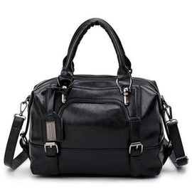 Boston Handbag Female Wild Messenger Shoulder Shoulder Fashion Atmospheric Soft Bag - Black