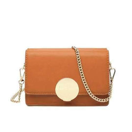 Women's Fashion Shoulder Bag PU Leather Chain Cross Korean Mini Ladies Handbag Chain Strap Bag - Brown