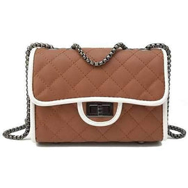 Chain Chain Small Incense Hit Color Small Square Package Simple Wild Shoulder Messenger Bag - Brown