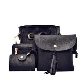 Women New Korean Version of The Korean Slung Shoulder Single Shoulder Four Bag - Black