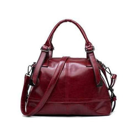 Bright PU Leather Multifunctional Shoulder Bag with Handle Strap - Red Wine