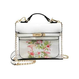 2 Pieces Transparent Flower Crossbody Bag Set - White