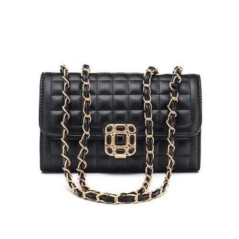 Classic Double Flap Metal Chain Crossbody Bag - Black