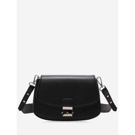 Chic Contrasting Color PU Leather Crossbody Bag - Black