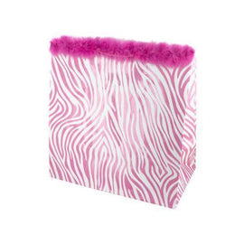 Large Pink Zebra Glitter Gift Bag ( Case of 24 )
