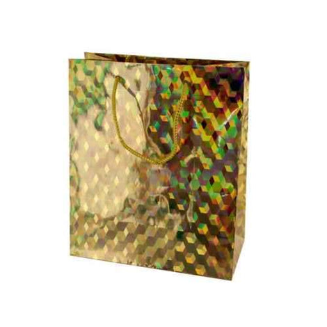 Medium Gold Geometric Holographic Gift Bag ( Case of 60 )
