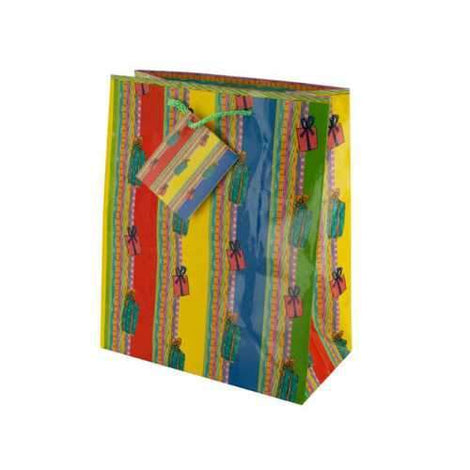 Medium Multi-Color Presents Birthday Gift Bag ( Case of 60 )