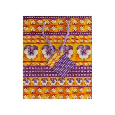 Medium Purple Floral Gift Bag ( Case of 72 )