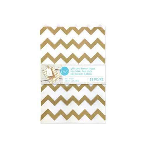 Gold Chevron Gift & Favor Bags Set ( Case of 90 )