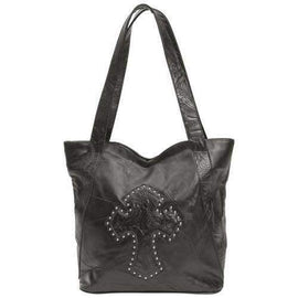 Design Genuine Leather Purse with Studded Cross