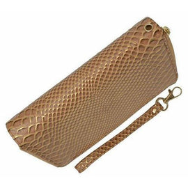 Double Zipper Snake Print Clutch Wallet
