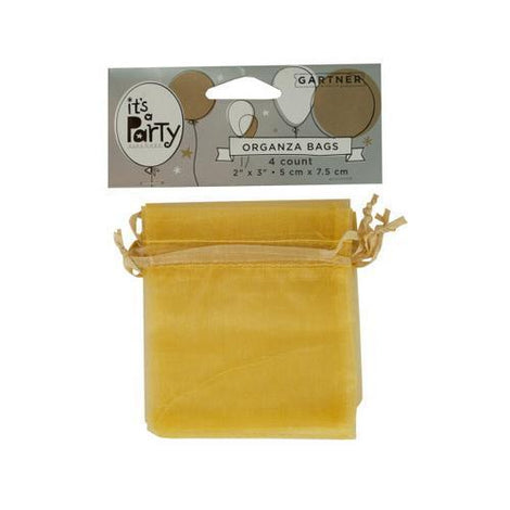 Gold Organza Bags with Ribbon Ties ( Case of 48 )