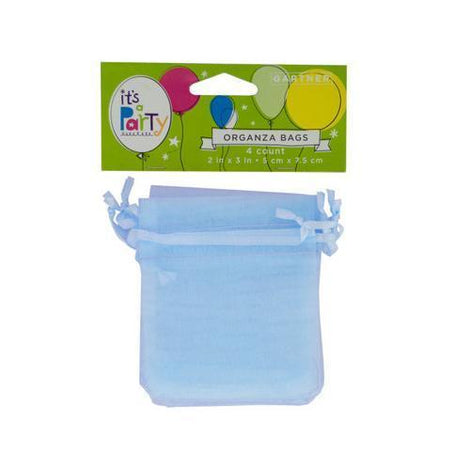 Light Blue Organza Bags with Ribbon Ties ( Case of 24 )