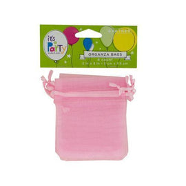 Pink Organza Bags with Ribbon Ties ( Case of 48 )