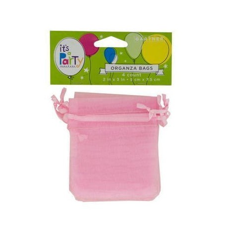 Pink Organza Bags with Ribbon Ties ( Case of 96 )