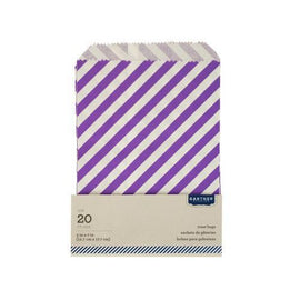 Purple Striped Paper Treat Bags ( Case of 24 )