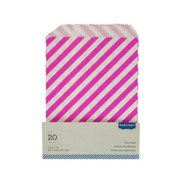 Pink Striped Paper Treat Bags ( Case of 96 )