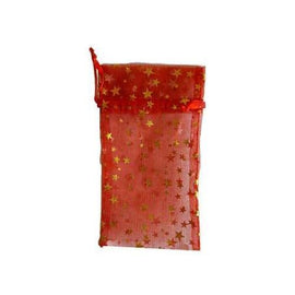 3" x 4" Red organza pouch with Gold Stars