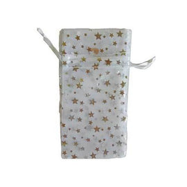 3" x 4" White organza pouch with Silver Stars